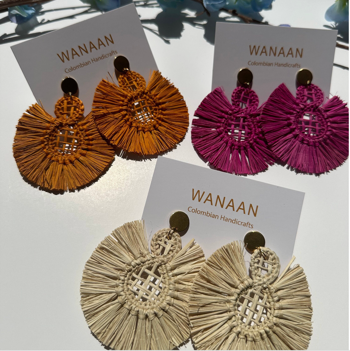 Breeze Style Earrings / Handmade Boho Earrings / Coral Earrings / Handmade Iraca palm / iraca straw earrings / raffia earrings/boho earrings
