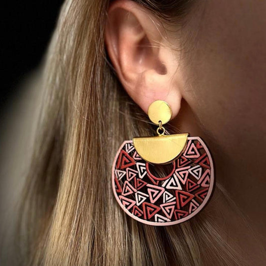 Handmade Hand-painted Wooden Earrings / Boho Earrings / beautiful jewelry / lightweight earrings