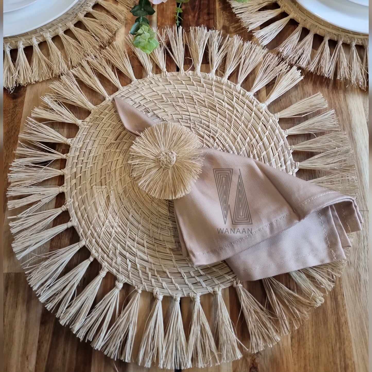 Shine Placemat Style, Handmade Iraca Palm Placemat, Table Decoration, Boho Table Setting from Colombia - Set of 4 or 6 Placemats